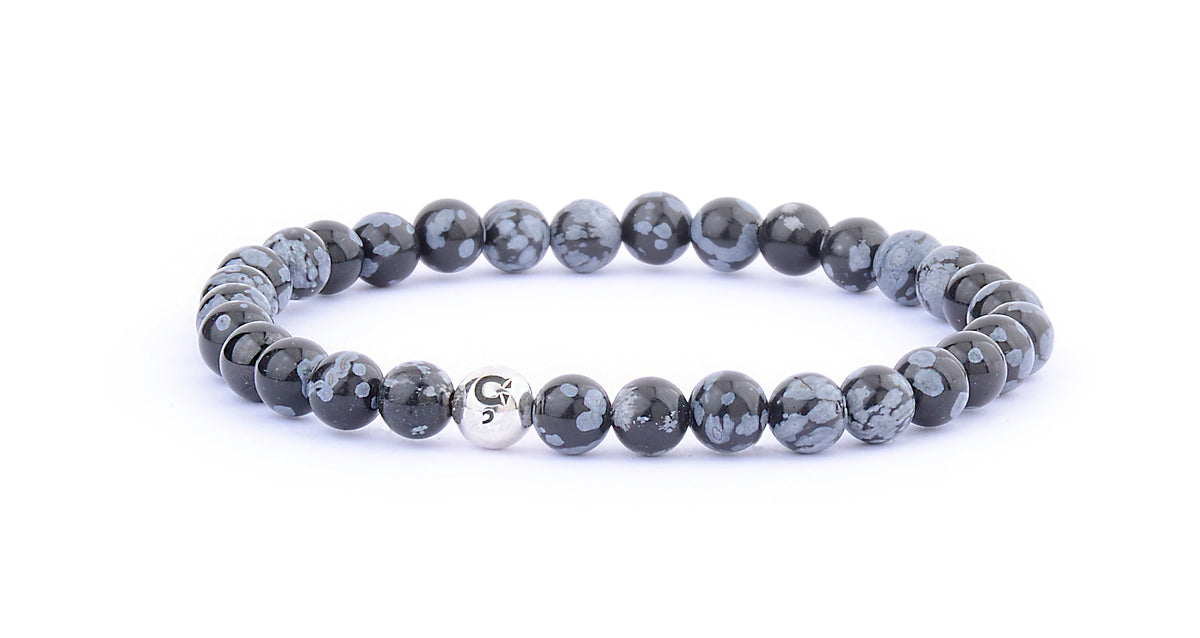ARMBAND BLACK AGATE 6MM BEADS