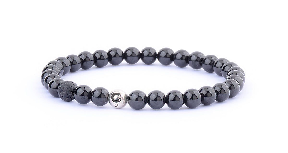 ARMBAND BLACK SPINEL 6MM BEADS