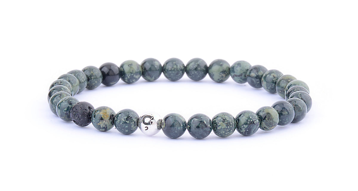 ARMBAND GREEN JASPER 6MM BEADS