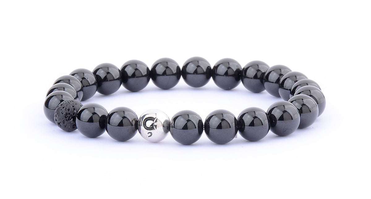ARMBAND BLACK SPINEL 8MM BEADS