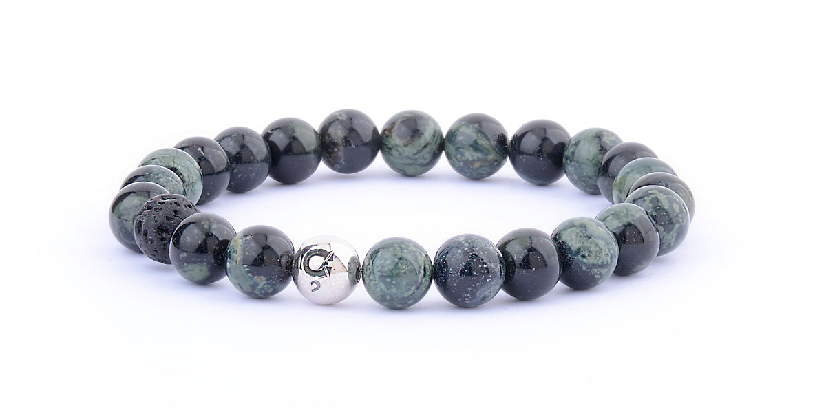 ARMBAND GREEN JASPER 8MM BEADS