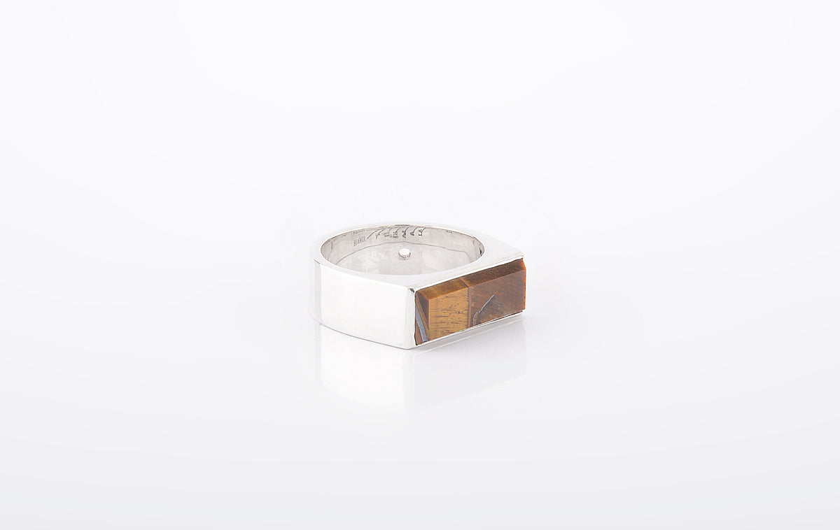 RING TIGER EYE RECTANGLE