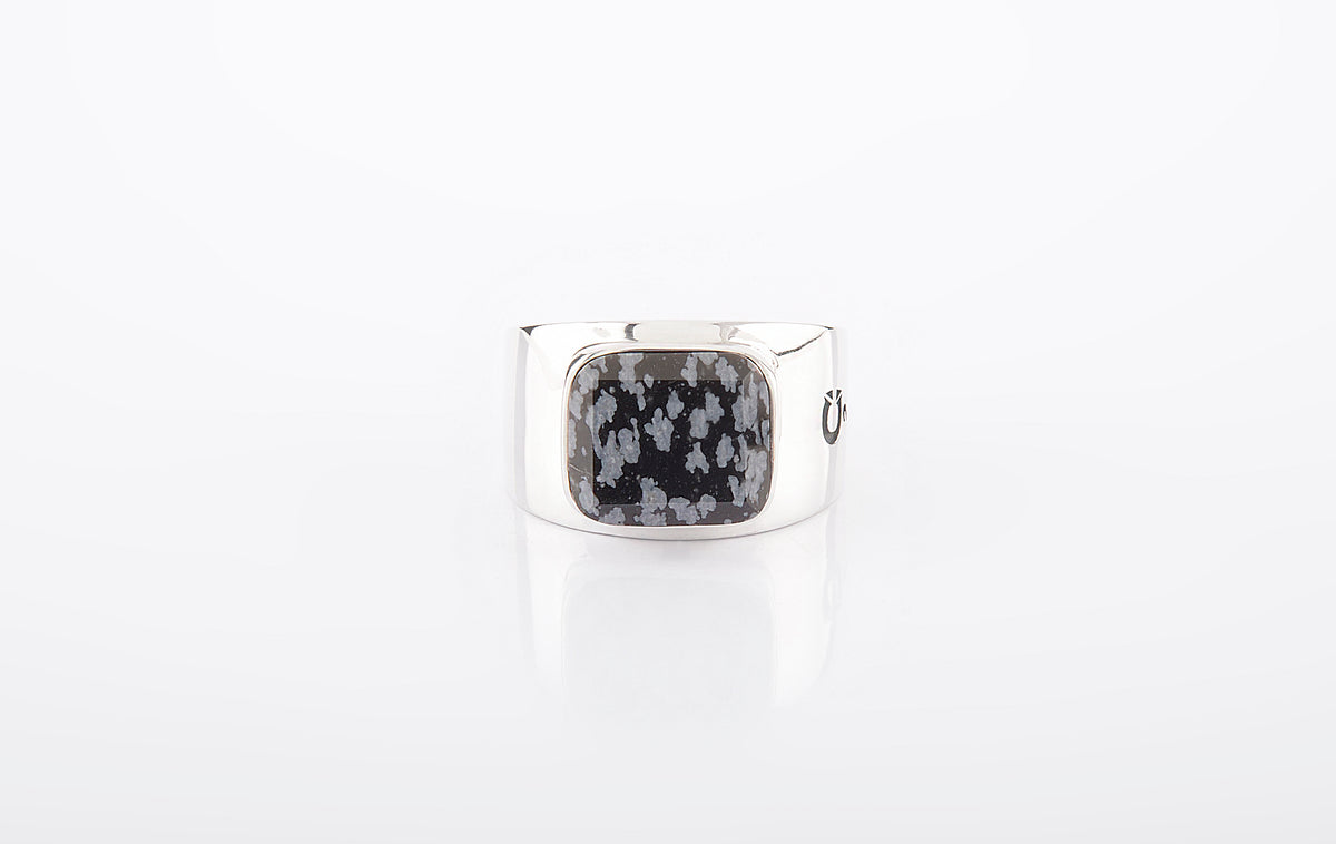 RING SNOWFLAKE OBSIDIAN SQUARE