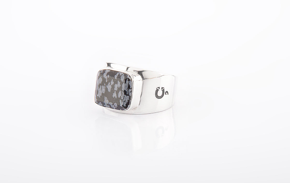 RING SNOWFLAKE OBSIDIAN SQUARE